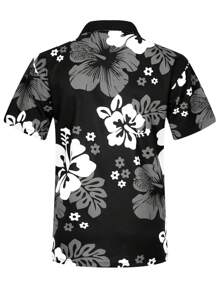 男士印花襯衫 - 黑與白 - 查看 2