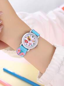 1 Trẻ Em Màu Xanh Dây Nhựa Thời Trang Hình Bướm Trang Trí Mặt Tròn Đồng Hồ Thạch Anh, Cho Trang Trí Hàng Ngày - Màu xanh nhạt - Xem 3