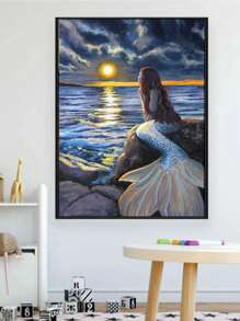 Tranh không khung in nàng tiên cá, tranh treo tường sợi hóa học trang trí nhà cửa - Nhiều màu - Xem 2