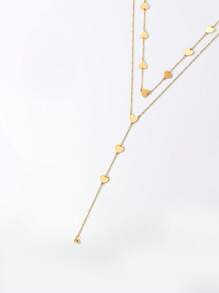 1 cái Thời Trang Bằng Thép Không Gỉ Trái Tim Trim Lớp Vòng Cổ Trang Trí Hàng Ngày của Phụ Nữ - Vàng - Xem 2