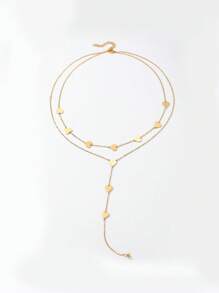 1 cái Thời Trang Bằng Thép Không Gỉ Trái Tim Trim Lớp Vòng Cổ Trang Trí Hàng Ngày của Phụ Nữ - Vàng - Xem 3