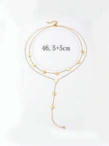 1 cái Thời Trang Bằng Thép Không Gỉ Trái Tim Trim Lớp Vòng Cổ Trang Trí Hàng Ngày của Phụ Nữ - Vàng - Xem 4