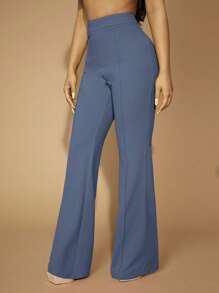 SHEIN SXY Commute Minimalist Office Old Money Simple Sexy And Elegant Black And White Polka Dot Women's Pants - Dusty Blue - View 5