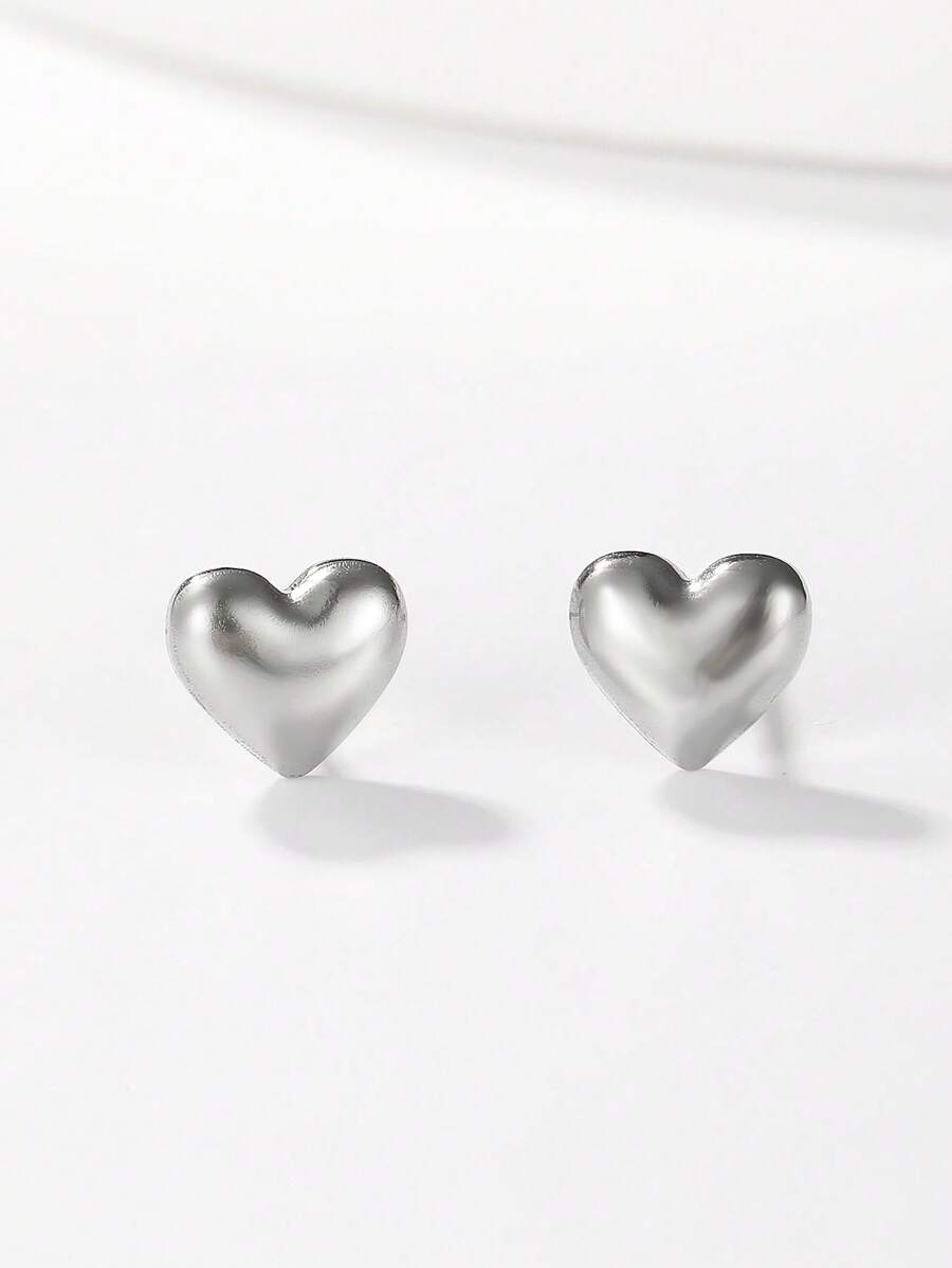 心形耳钉 情人节、妈妈、母亲、母亲节、礼物 - 銀色 - 查看 1
