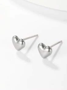 心形耳钉 情人节、妈妈、母亲、母亲节、礼物 - 銀色 - 查看 2