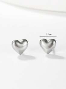 心形耳钉 情人节、妈妈、母亲、母亲节、礼物 - 銀色 - 查看 3