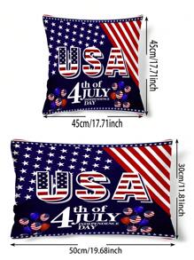 1入組獨立日星星和標語圖形靠墊套無填充物織物抱枕套適用於沙發沙發客廳 - 彩色 - 查看 2
