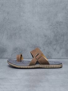 男士極簡人字拖時尚夏季人字拖 - 棕色 - 查看 4