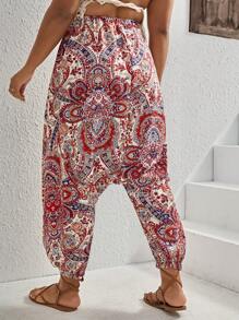 SHEIN VCAY 大碼佩斯利印花蘿蔔褲 - 彩色 - 查看 2