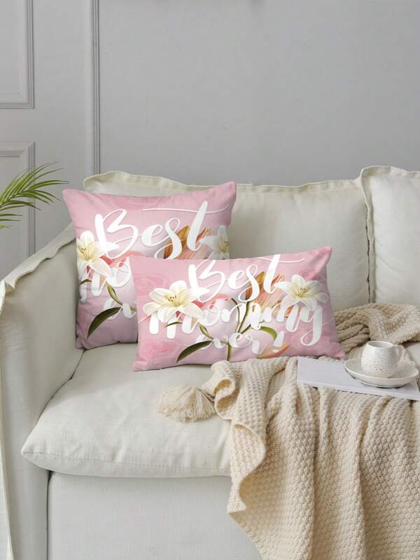 1pc Mother's Day Slogan Graphic Cushion Cover Without Filler, Modern Fabric Decorative Throw Pillow Case For  Living Room, Home Decor