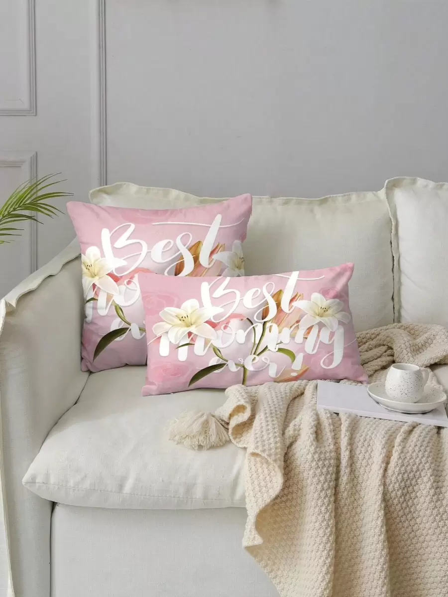 1pc Mother's Day Slogan Graphic Cushion Cover Without Filler, Modern Fabric Decorative Throw Pillow Case For  Living Room, Home Decor