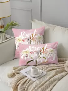 1pc Mother's Day Slogan Graphic Cushion Cover Without Filler, Modern Fabric Decorative Throw Pillow Case For  Living Room, Home Decor