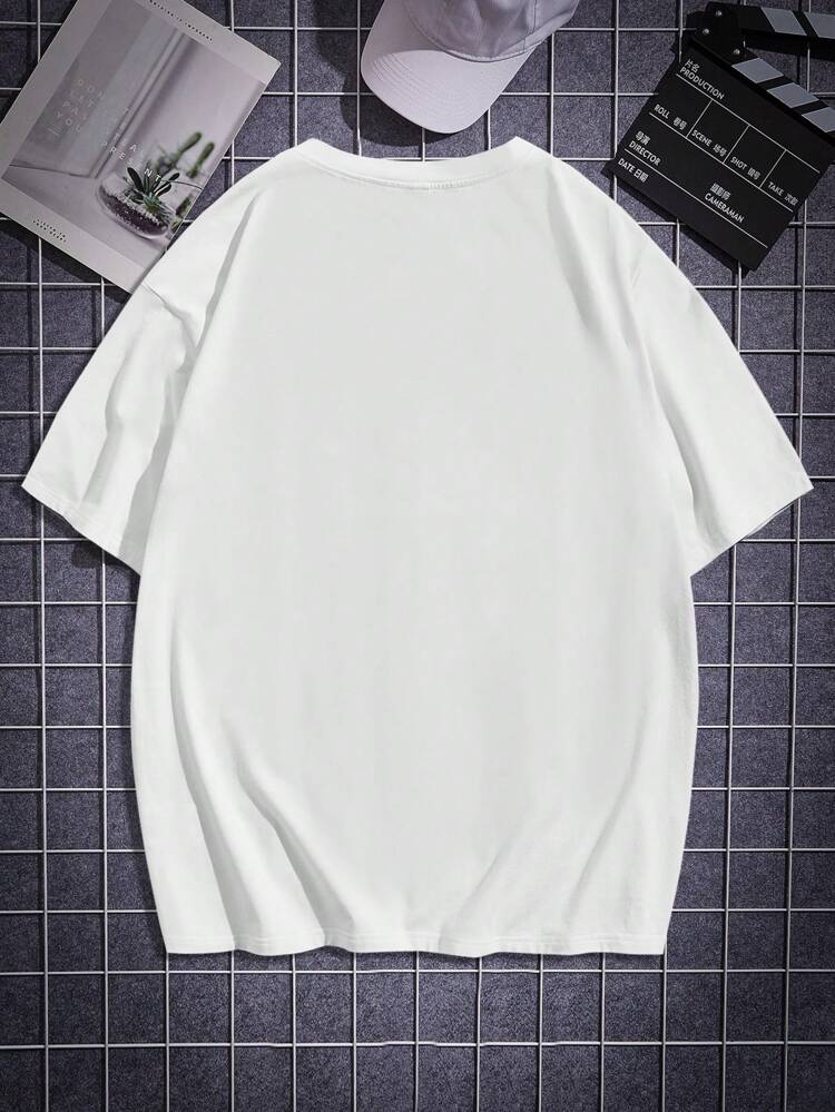Men's Summer Casual Letter Graphic Drop Shoulder Oversized T-Shirt