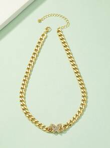 水鑽蝴蝶裝飾項鍊適合女士適合派對宴會婚禮 - 金色 - 查看 3