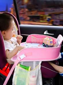 1pc Car Seat Waterproof Storage Dining Tray - Pink - View 1