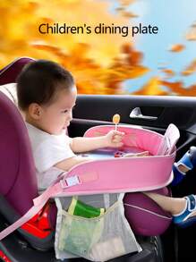1pc Car Seat Waterproof Storage Dining Tray - Pink - View 2