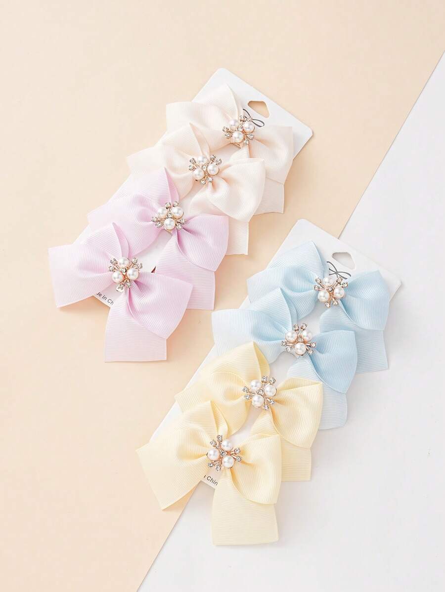 8件套马卡龙色可爱珍珠和水钻蝴蝶装饰儿童发夹