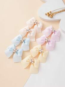 8件套马卡龙色可爱珍珠和水钻蝴蝶装饰儿童发夹