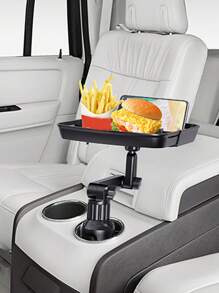 1個多功能汽車杯架桌,汽車手機架,食物托盤,飲料和咖啡,小桌子,收納架,通用設計 - 黑色 - 查看 2