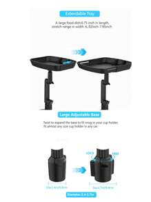 1個多功能汽車杯架桌,汽車手機架,食物托盤,飲料和咖啡,小桌子,收納架,通用設計 - 黑色 - 查看 3