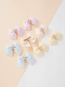 8件套马卡龙色可爱珍珠和水钻蝴蝶装饰儿童发夹