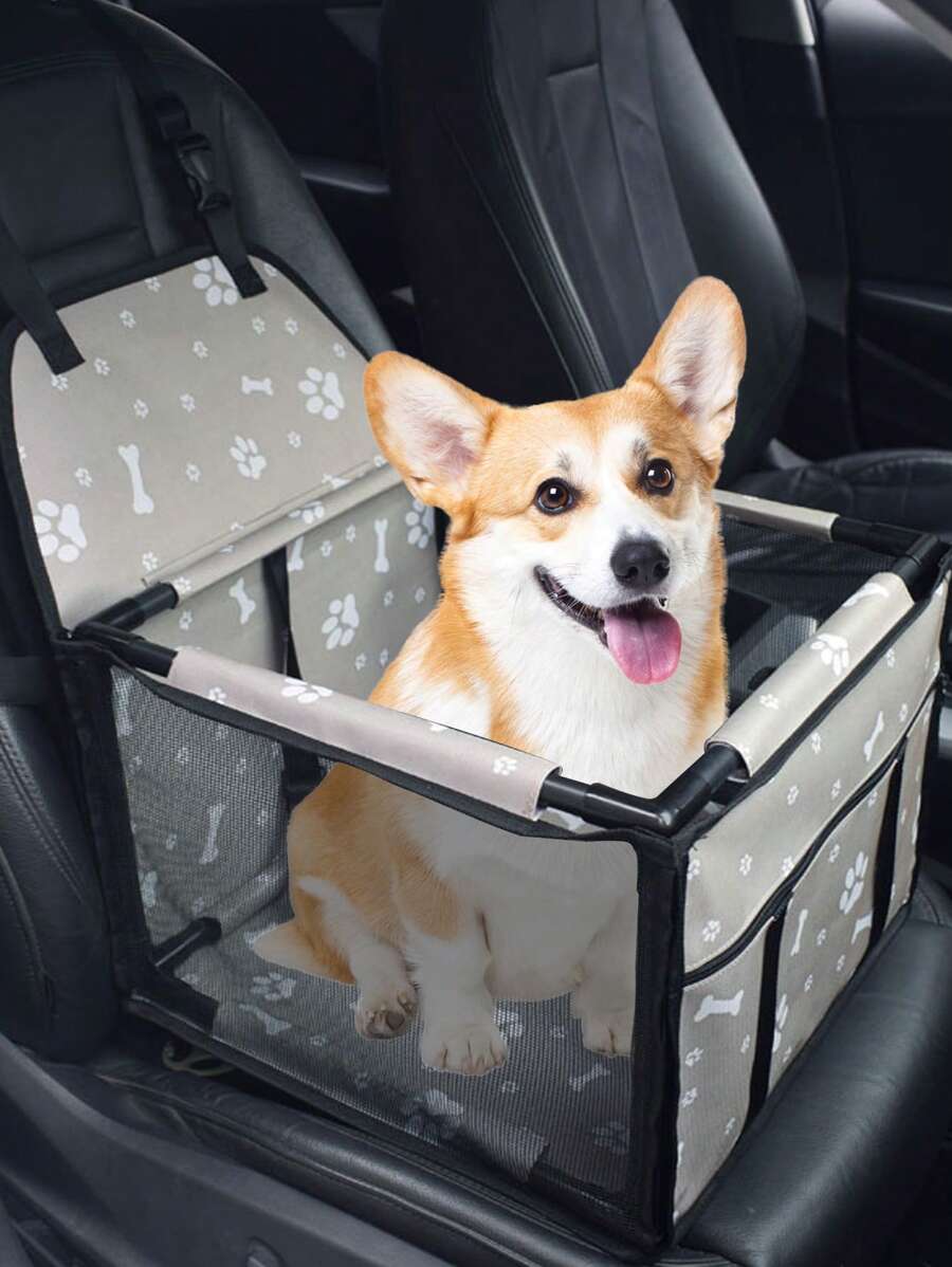 1入組可折疊寵物汽車座椅籃子適用於狗狗和貓適用於安全 - 灰色 - 查看 1