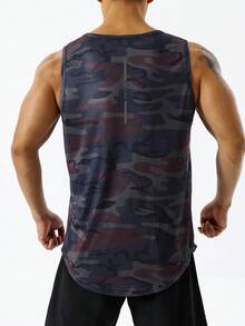 Men Camo Print Sports Tank Top - Multicolor - View 2