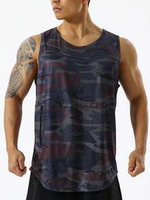 Men Camo Print Sports Tank Top - Multicolor - View 3