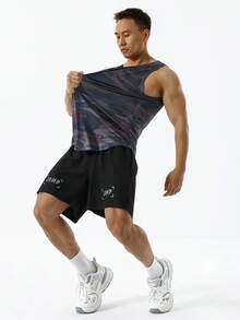 Men Camo Print Sports Tank Top - Multicolor - View 4