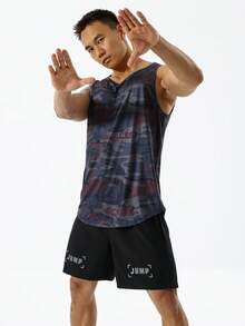 Men Camo Print Sports Tank Top - Multicolor - View 5