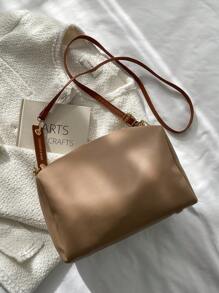 Da giả Hoa & Thư Patch trang trí Túi Bucket Đối với - Màu Khaki - Xem 7