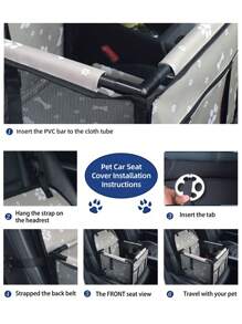 1入組可折疊寵物汽車座椅籃子適用於狗狗和貓適用於安全 - 灰色 - 查看 8