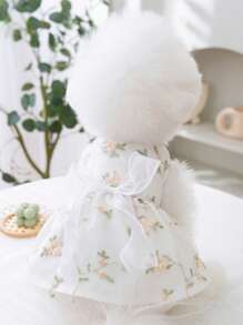 1入組花卉刺繡寵物連衣裙適用於狗狗和貓適合夏天 - 彩色 - 查看 6