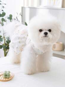 1入組花卉刺繡寵物連衣裙適用於狗狗和貓適合夏天 - 彩色 - 查看 7