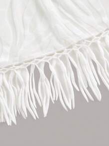 SHEIN ICON Western Cowgirl Cut Out Fringe Hem Crop Top - White - View 4