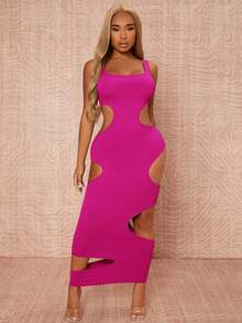 SHEIN SXY Cut Out Bodycon Dress - Hot Pink - View 5