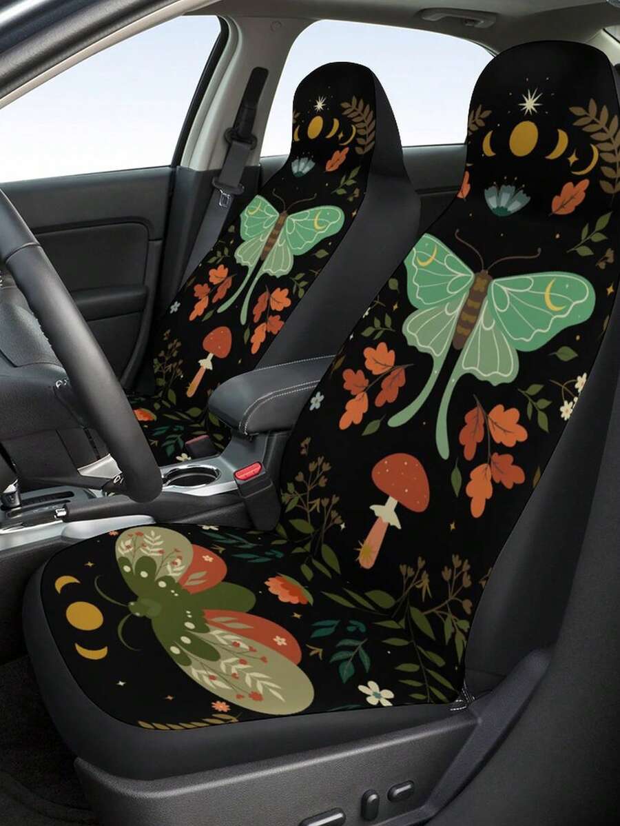 1 tấm bọc ghế ô tô họa tiết bướm và nấm - Nhiều màu - Xem 1