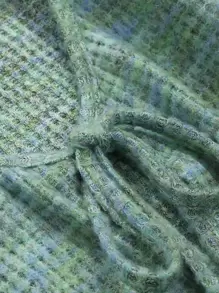 DAZY Space Dye Tie Front Crop Top Without Cami Top Long Sleeve Women Tops - Mint Green - View 3