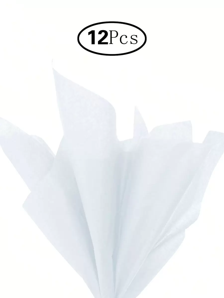 12pcs Plain Gift Wrapping Paper,Christmas - White - View 1