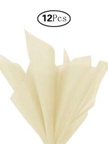 12入組/套禮品包裝紙簡約素色米色派對禮品紙 - 米色 - 查看 1