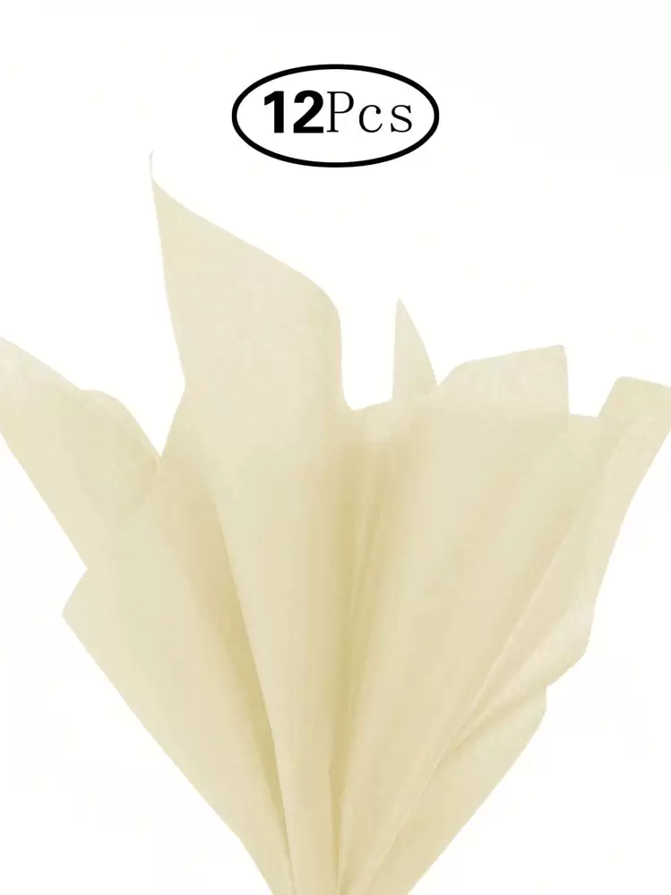 TIMBLESSING 12入組素色禮品包裝紙 - 米色 - 查看 1