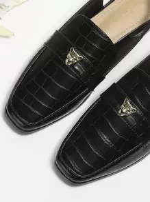 2025 Autumn Women's Fashion Metal Buckle Square Toe Flat Mule Slingback Backless Comfy Casual Shoes - Black - View 6