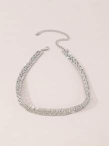 水鑽裝飾頸鏈 - 銀色 - 查看 2