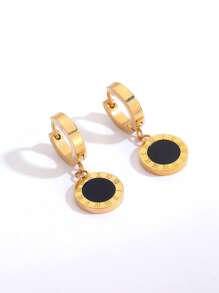 Pendants d'oreilles ronds à détail chiffres romains