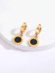 Pendants d'oreilles ronds à détail chiffres romains