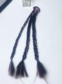 1入組女士編織細節假髮裝飾時尚髮圈適用於日常 - 玫紅色 - 查看 1