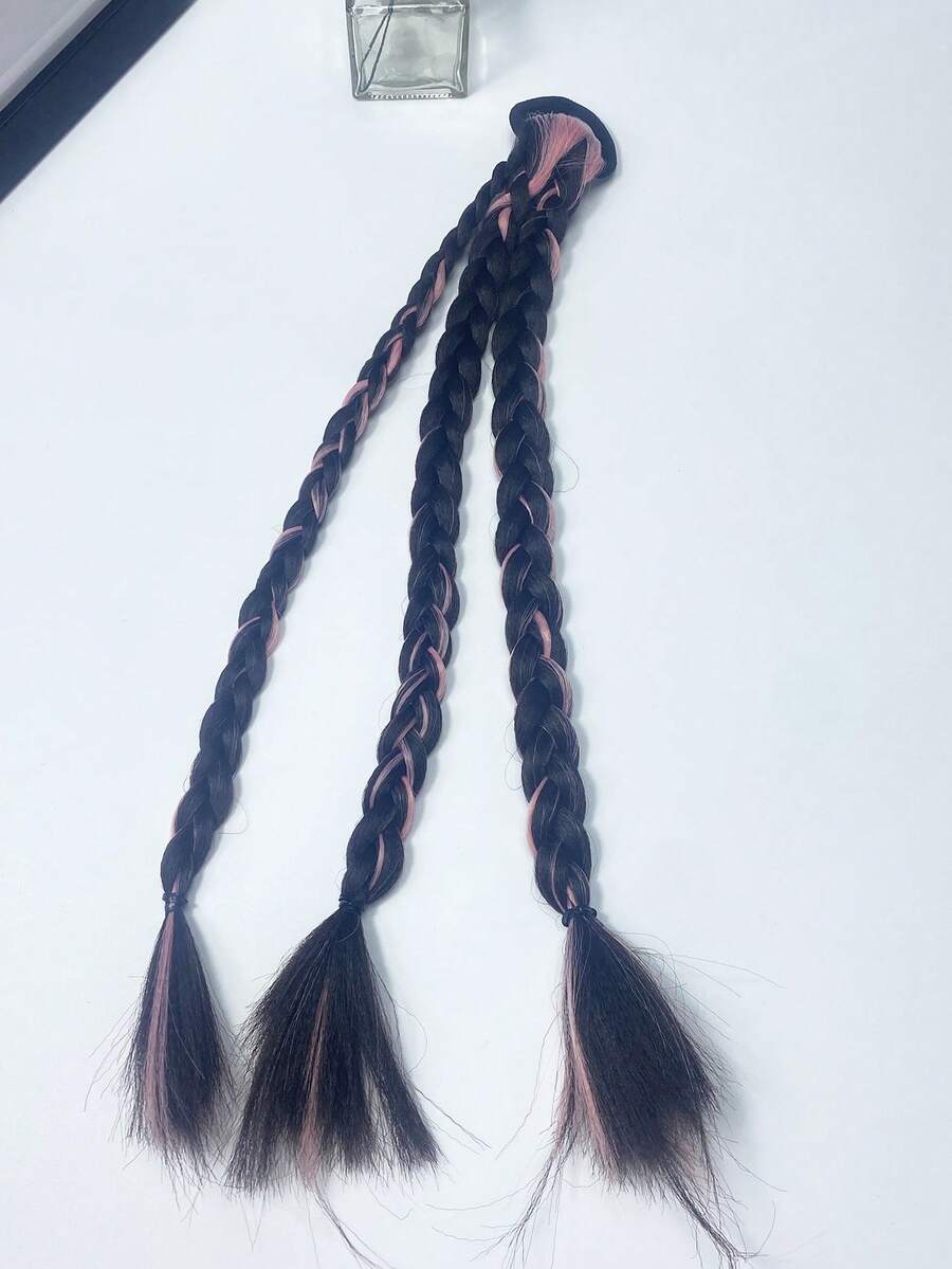 1入組女士編織細節假髮裝飾時尚髮圈適用於日常 - 玫紅色 - 查看 1