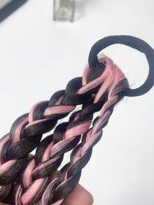 1入組女士編織細節假髮裝飾時尚髮圈適用於日常 - 玫紅色 - 查看 3