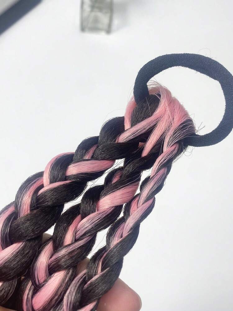 1入組女士編織細節假髮裝飾時尚髮圈適用於日常 - 玫紅色 - 查看 3