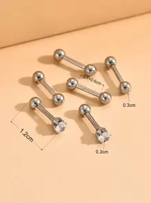 6pcs Rhinestone Decor Stud Earring